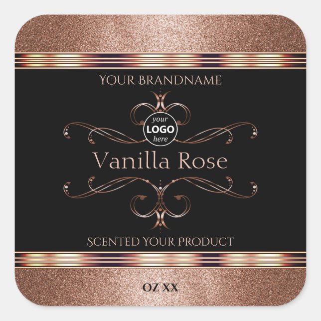 Logo Étiquette de luxe Ornate Rosegold (Devant)