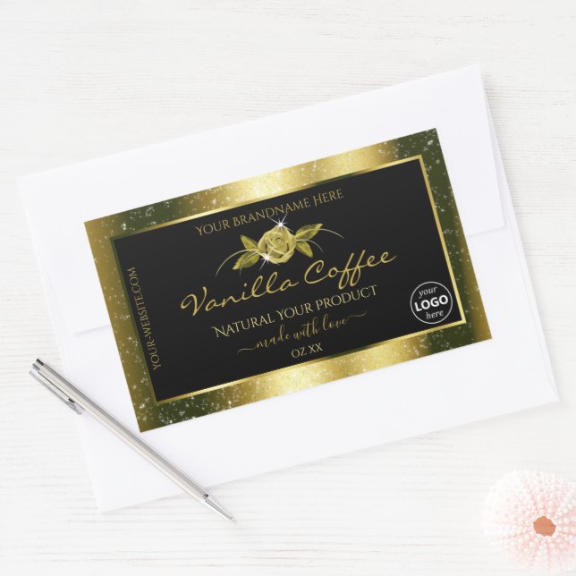 Logo Étiquette de produit noir Parties scintillant (Enveloppe)