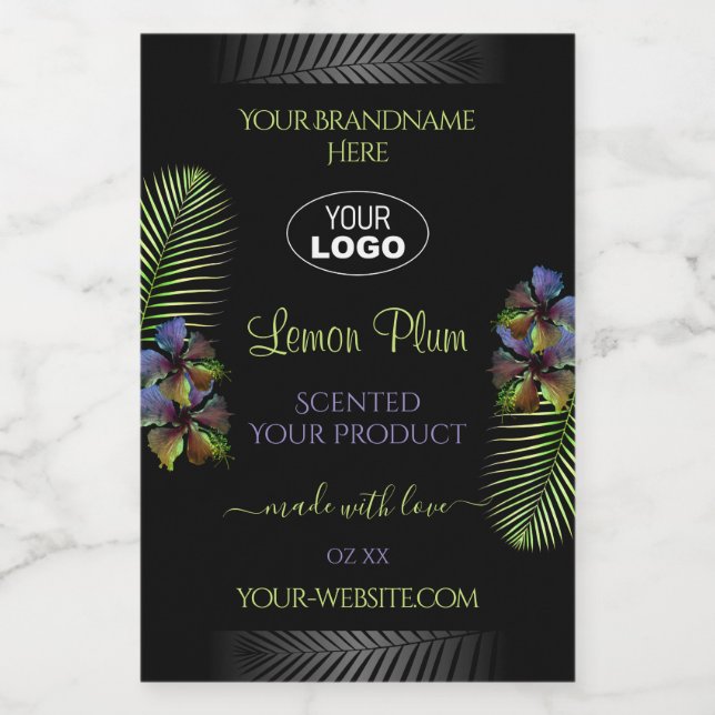 Logo Étiquette jaune violet Hibiscus (Étiquettes simples)