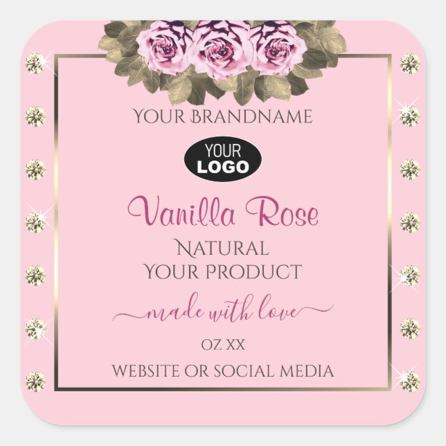 Logo Étiquette Rose Diamonds pour emballage de pro (Devant)