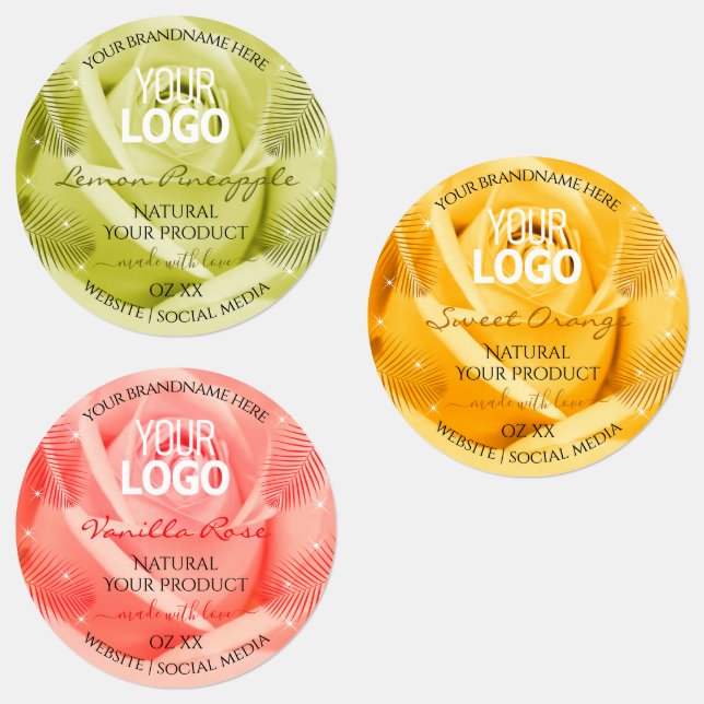 Logo Étiquette rose Fleur Jaune Orange Rose (Groupe)