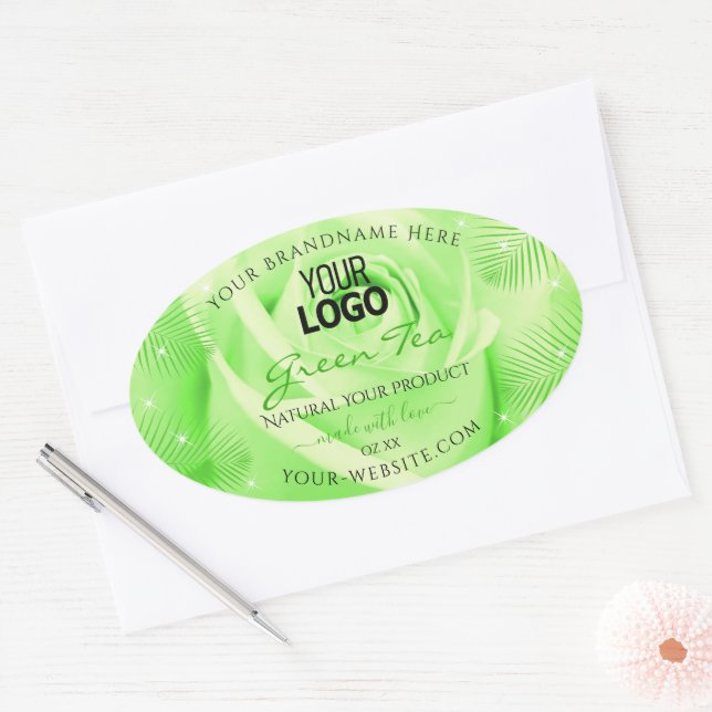 Logo Étiquette Rose vert clair Palm Feuille (Enveloppe)