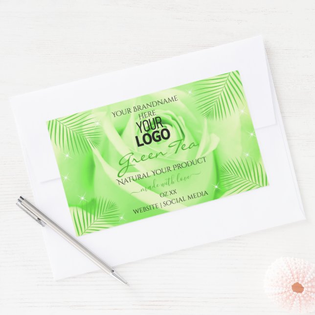 Logo Étiquette Rose vert clair Palm Feuille (Enveloppe)