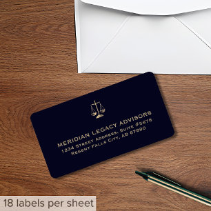 Logo étiquettes de adresse avec échelle de justice