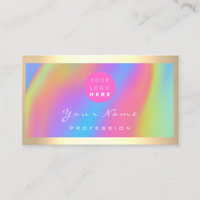 Logo Eyelash Makeup Haar Nägel Holograph Unicorn Visitenkarte (Vorderseite)