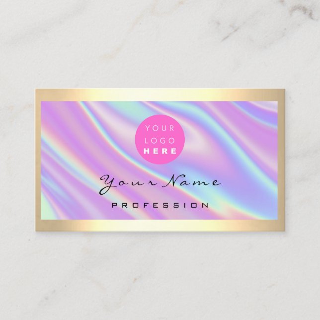 Logo Eyelash Makeup Hair Nails Holograph Opal Visitenkarte (Vorderseite)