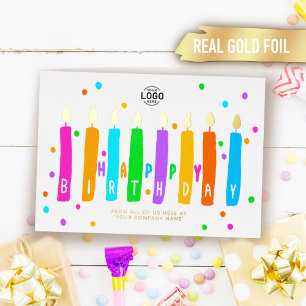 Logo Farbige Kerzen Geschäft Geburtstag Gold Karte