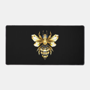 Logo Faux Gold Foil Bee Polygonal sur Noir