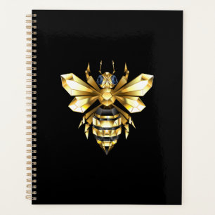 Logo Faux Gold Foil Bee Polygonal sur Noir