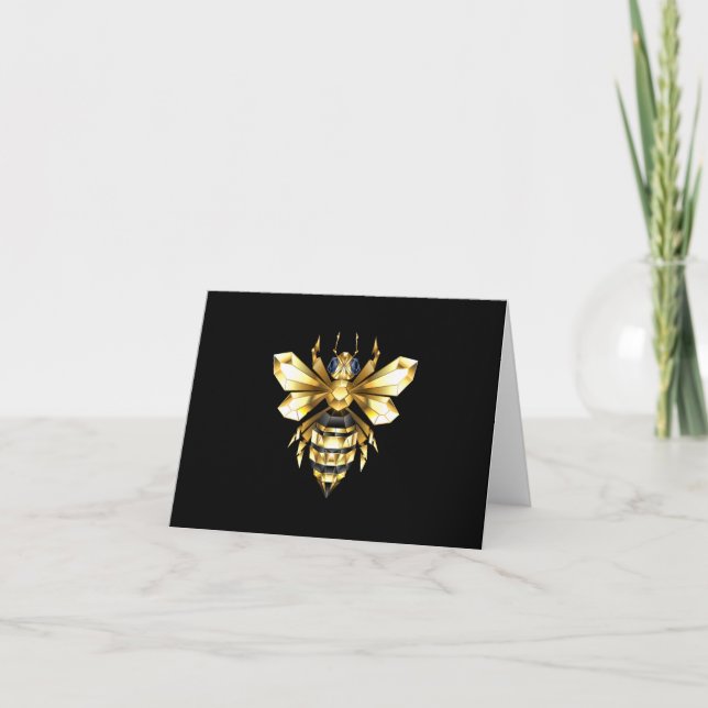 Logo Faux Gold Foil Bee Polygonal sur Noir (Devant)