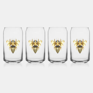 Logo Faux Gold Foil Bee Polygonal sur Noir