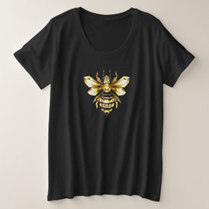 Logo Faux Gold Foil Bee Polygonal sur Noir