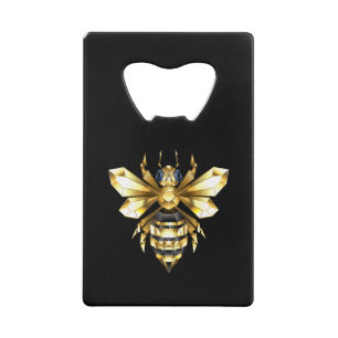 Logo Faux Gold Foil Bee Polygonal sur Noir