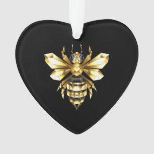Logo Faux Gold Foil Bee Polygonal sur Noir