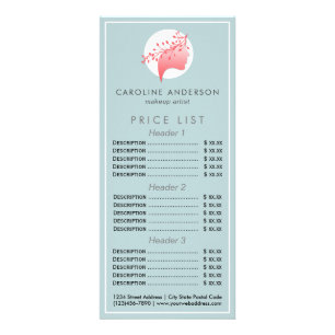 Logo féminin bleu et corail Menu Prix