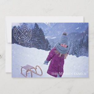 Logo Festif Dusty Blue Holiday Carte photo