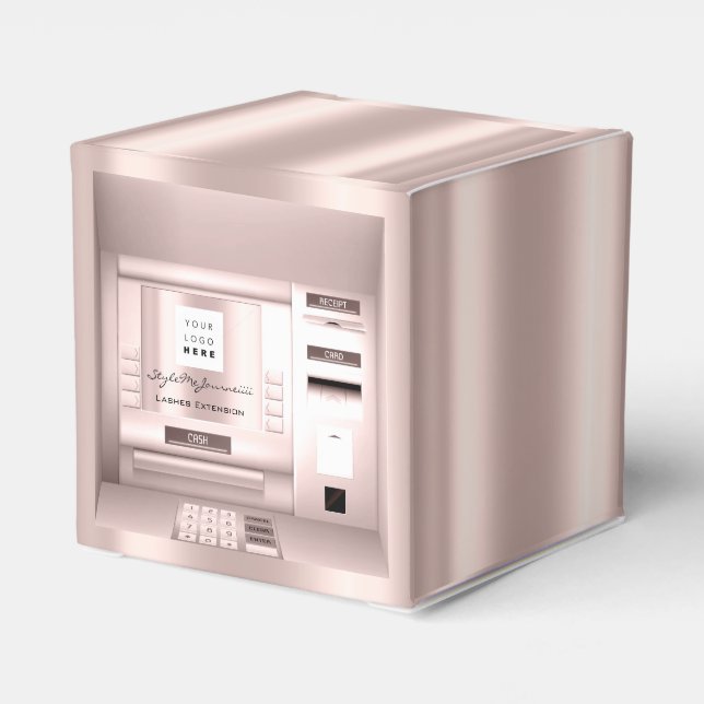 Logo Firmenname ATM Bank Rose Rosa Verpackung Geschenkschachtel (Rückseite)