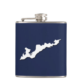 Logo-Flasche für die Classic Fishers Island - weiß Flachmann
