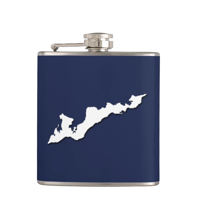 Logo-Flasche für die Classic Fishers Island - weiß Flachmann (Vorderseite)