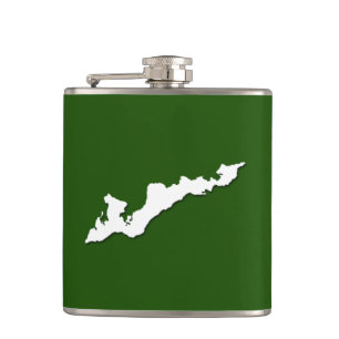 Logo-Flasche für die Classic Fishers Island - weiß Flachmann