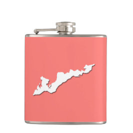 Logo-Flasche für die Classic Fishers Island - weiß Flachmann