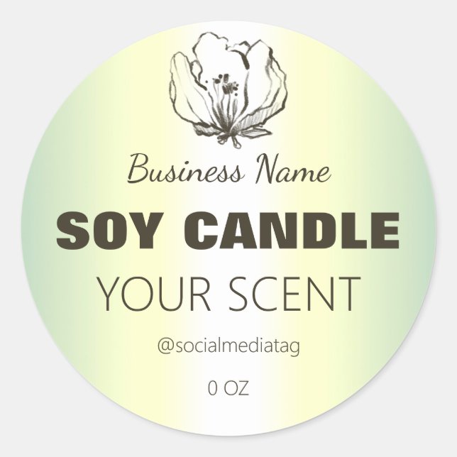 Logo Fleur Holographique Bougie de Soy Étiquettes  (Devant)