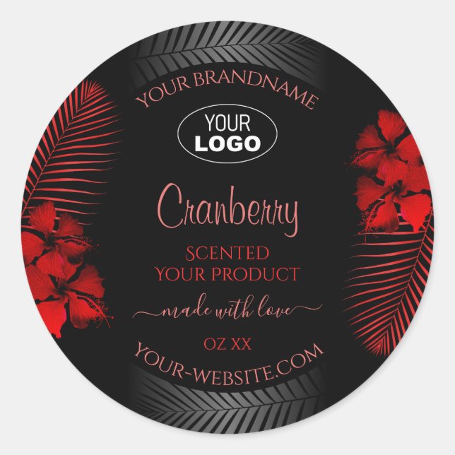 Logo Floral Black Red Étiquette Hawaii Flowers (Devant)