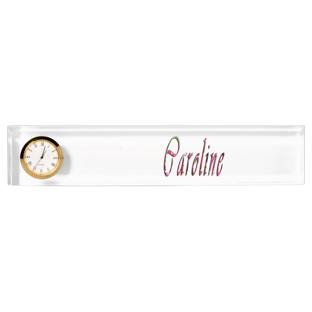 Logo "Floral Caroline Name" Namensplakette (Vorderseite)