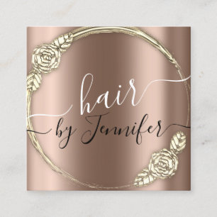 Logo Floral Tropfen 6 Punches Friseur Lash Rose Quadratische Visitenkarte