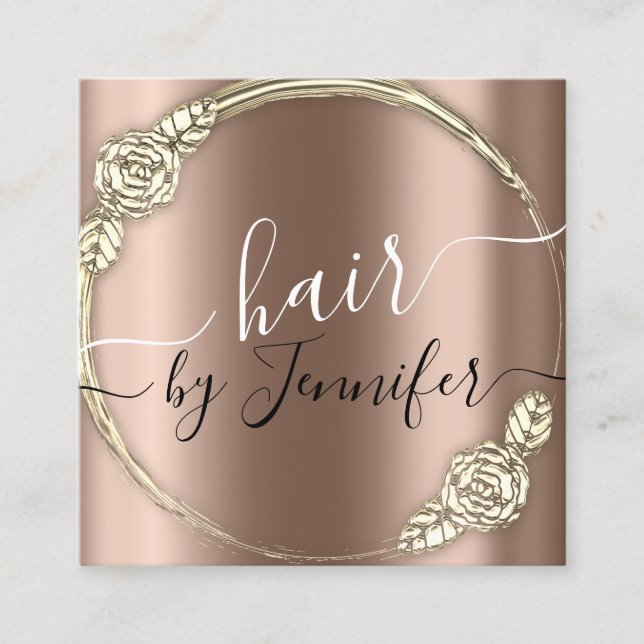 Logo Floral Tropfen 6 Punches Friseur Lash Rose Quadratische Visitenkarte (Vorderseite)