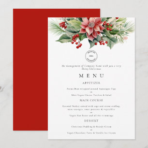 Logo Florals Business Christmas Party Carte menu