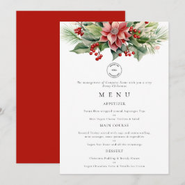 Logo Florals Business Christmas Party Menu Card Einladung