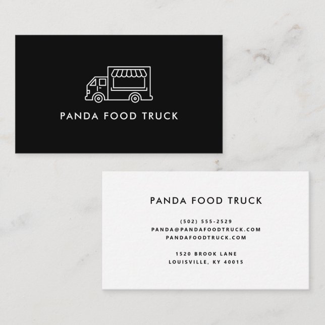 Logo "Food Truck" Schwarz/Weiß Visitenkarte (Vorne/Hinten)