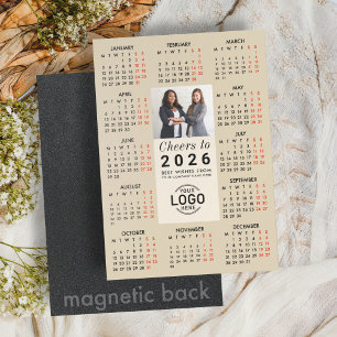 Logo-Foto Beige-Kalender 2026 Magnetkarte Magneteinladung