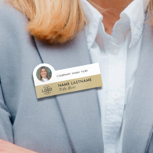 Logo Foto Beruflich Gold Beige Business Namensschild