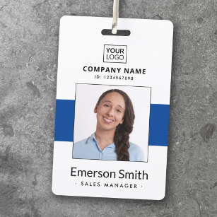 Logo Foto blau weiße Mitarbeiterbezeichnung ID hin Ausweis