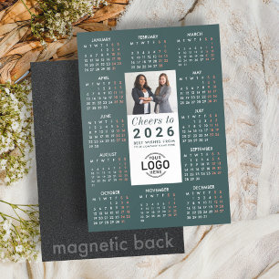 Logo-Foto-Grün-Kalender 2026 Magnetkarte Magneteinladung