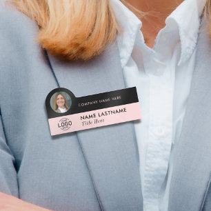 Logo-Foto hinzufügen Modernes Rosa Schwarzes Unter Namensschild