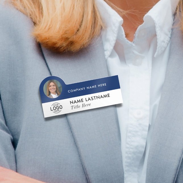 Logo-Foto-ID Modernes, blaues Unternehmen Namensschild (Von Creator hochgeladen)