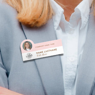 Logo-Foto-ID Modernes, feminines Rosa Unternehmen Namensschild