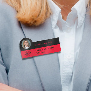Logo Foto ID Stilvoll Sleek Red Black Business Namensschild
