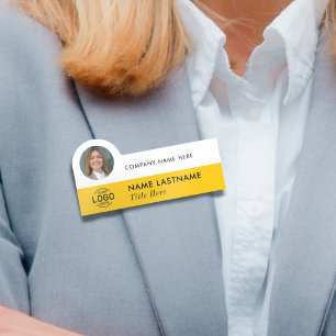 Logo-Foto-ID Stilvolles, leicht gelbes weißes Unte Namensschild