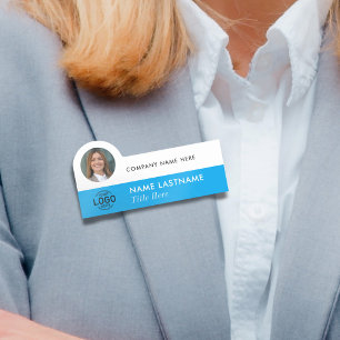 Logo-Foto-ID Stylish Simple Sky Blue Business Namensschild