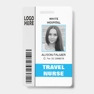 Logo-Foto-ID-Vorlage für Reisebüros blau Ausweis