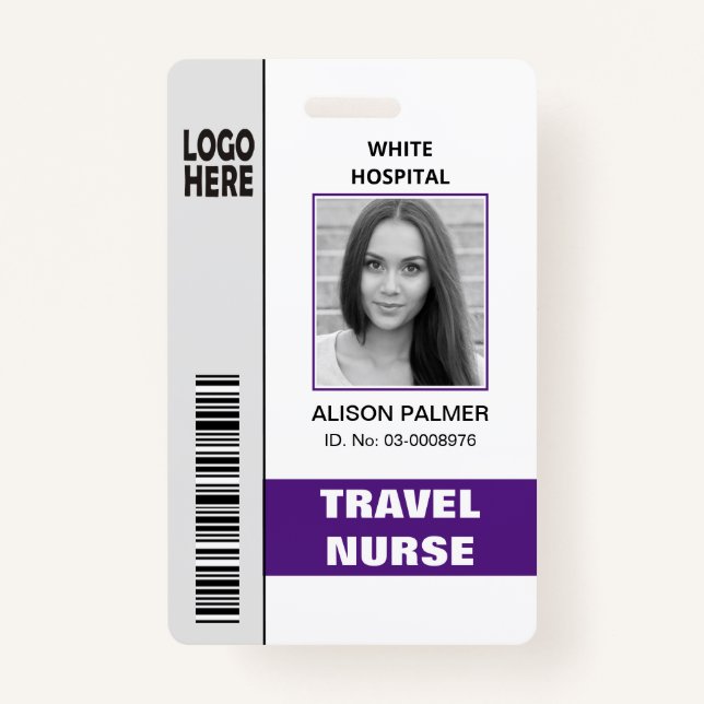 Logo-Foto-ID-Vorlage für Reisebüros lila Ausweis (Vorderseite)