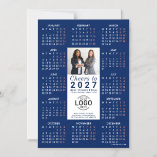 Logo Foto Info Blau Kalender 2027 Magnetkarte Magneteinladung