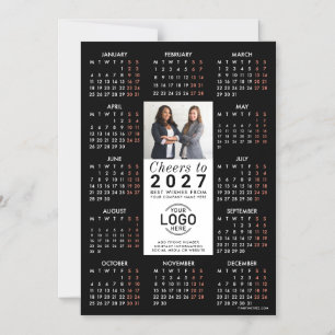 Logo Foto Info Schwarzer Kalender 2026 Magnetkarte Magneteinladung
