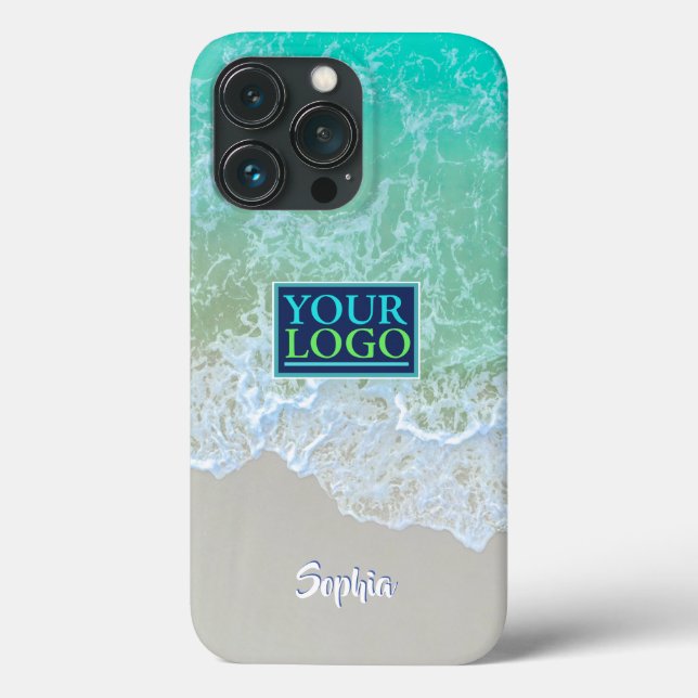 Logo, Foto, Kunst, sanfte Ozeanwellen, Skriptname Case-Mate iPhone Hülle (Rückseite)