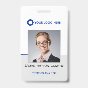 Logo-Foto Name Bar-Code Blau Graue ID Ausweis