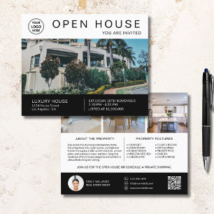 Logo-Foto-QR-Code für Immobilien-Open-House-Einlad Flyer